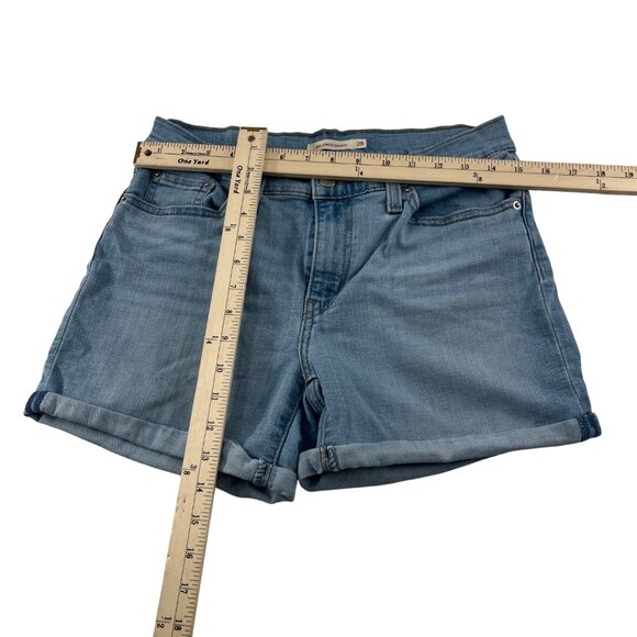 Levis Women's Mid Length Denim Shorts Size 28 Light Blue Stretch - Picture 3 of 7